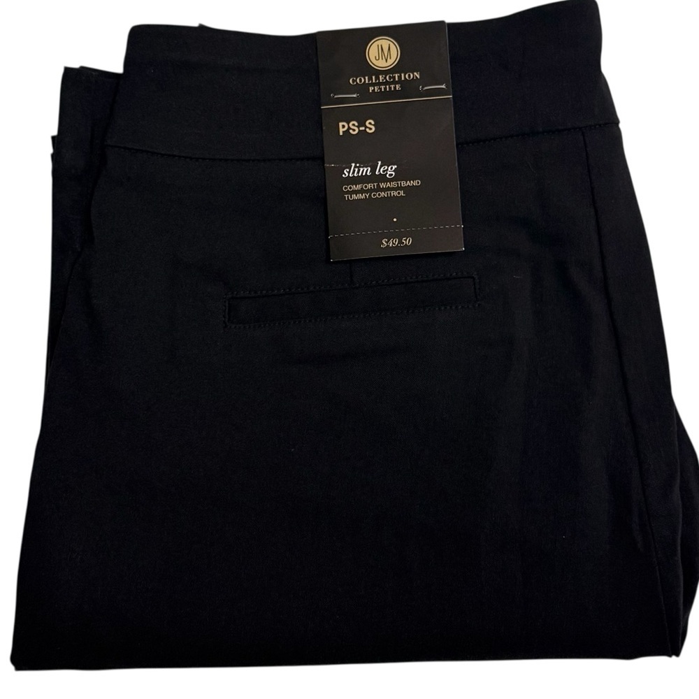 JM Collection Black Tummy Control Slim Leg Pants Petite Small NWT - Picture 6 of 8